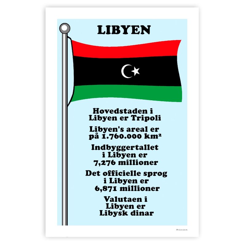 Landet Libyen - Plakat Med Flag