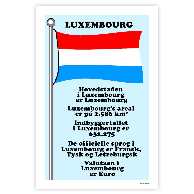 Landet Luxembourg - Plakat Med Flag