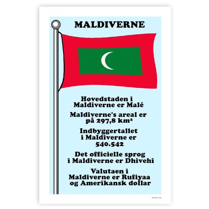 Landet Maldiverne - Plakat Med Flag