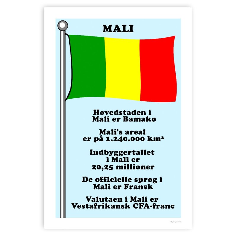 Landet Mali - Plakat Med Flag