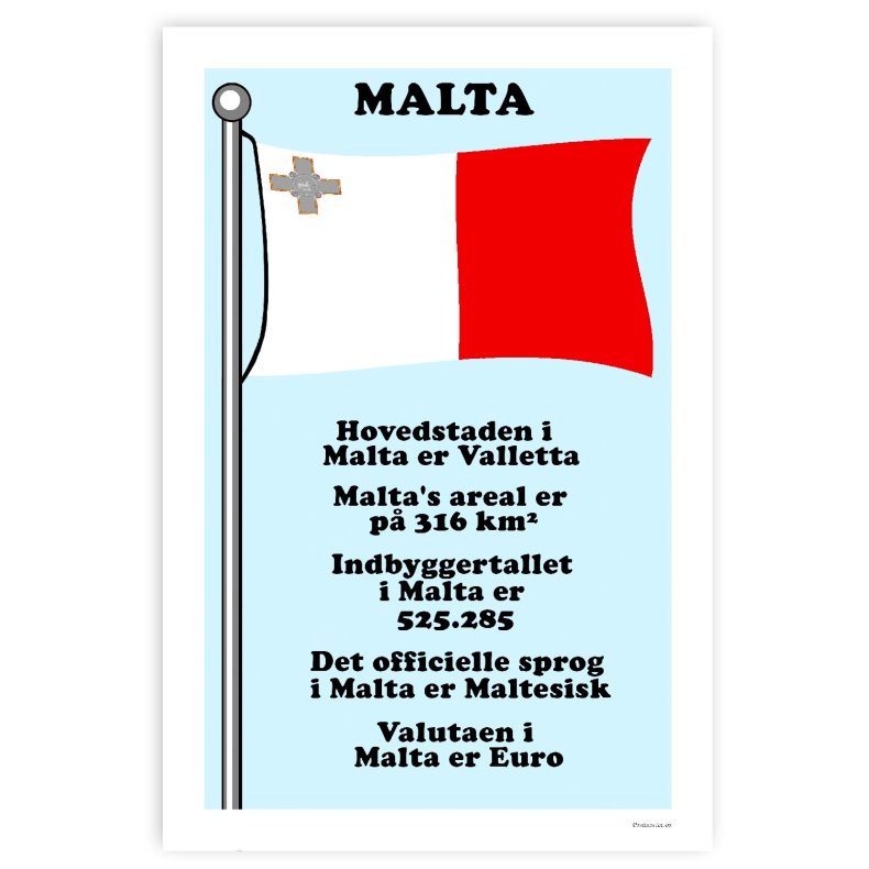 Landet Malta - Plakat Med Flag