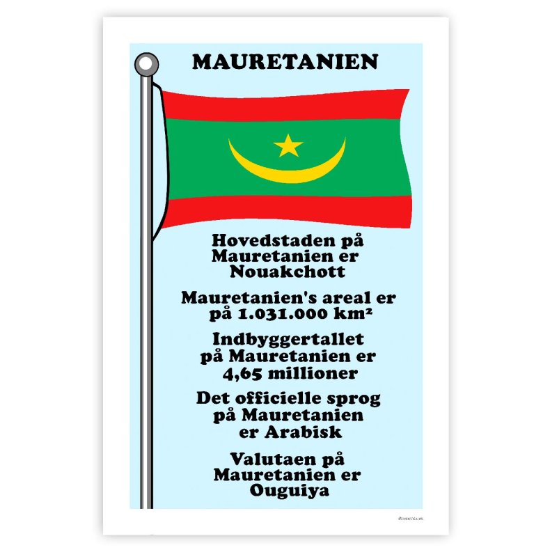 Landet Mauretanien - Plakat Med Flag