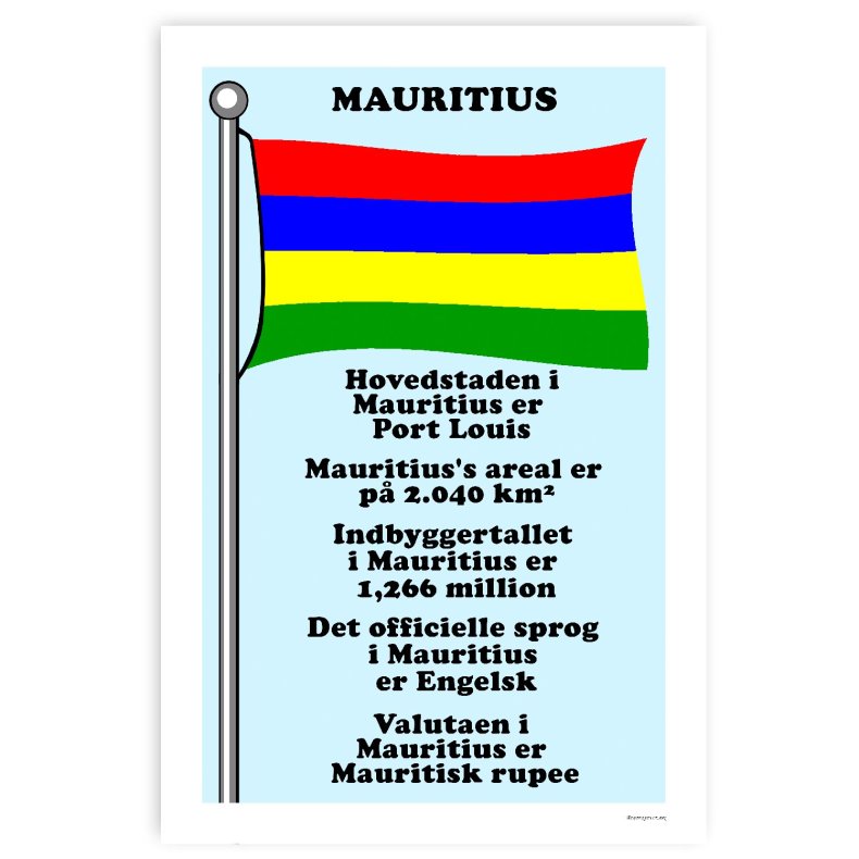 Landet Mauritius - Plakat Med Flag