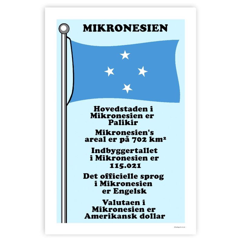 Landet Mikronesien - Plakat Med Flag