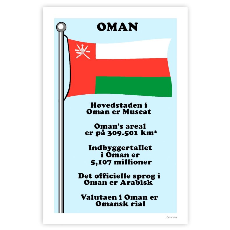 Landet Oman - Plakat Med Flag