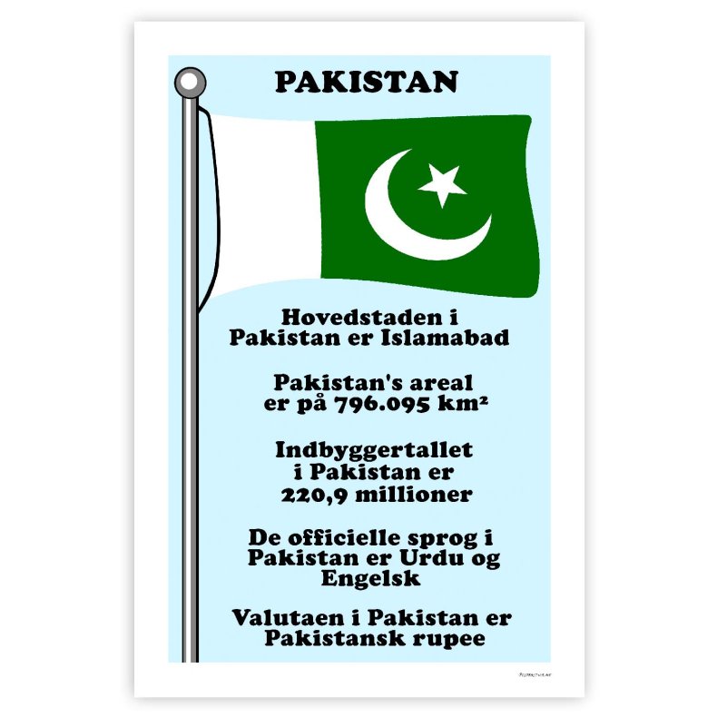 Landet Pakistan - Plakat Med Flag