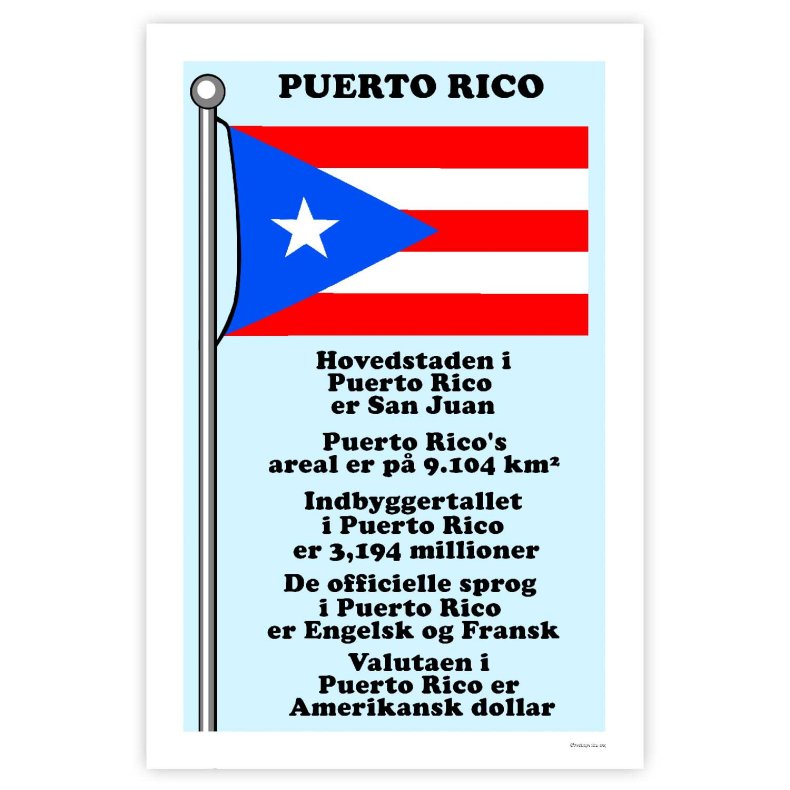 Landet Puerto Rico - Plakat Med Flag