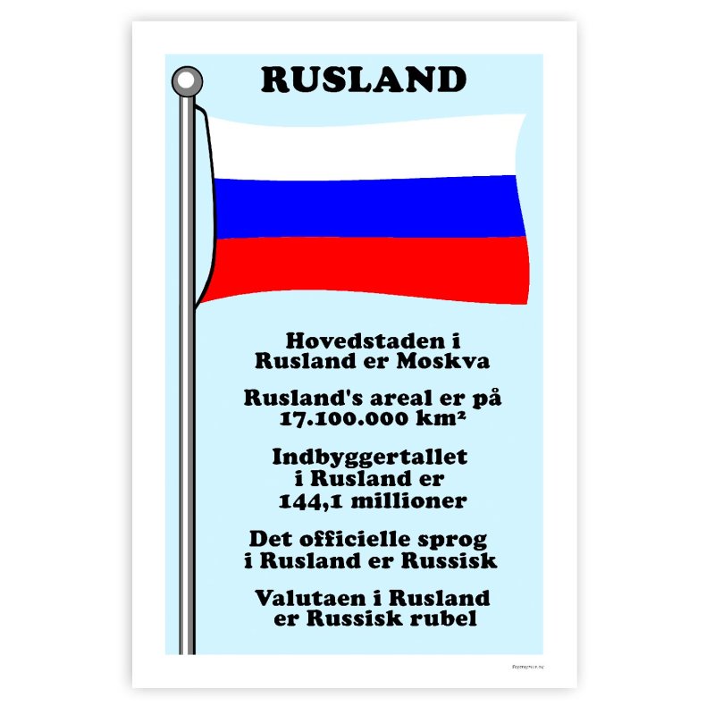 Landet Rusland - Plakat Med Flag