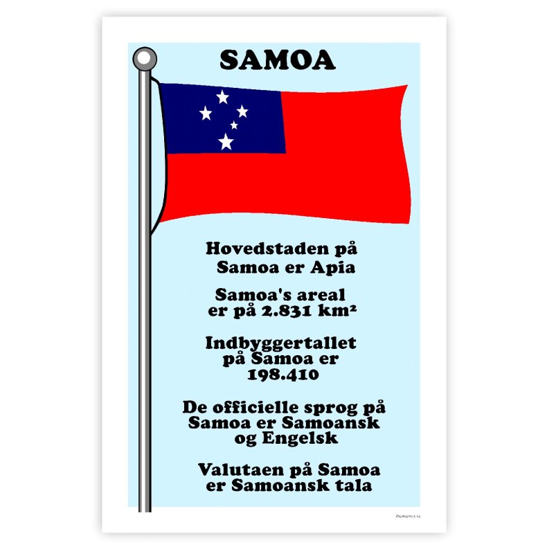 Landet Samoa - Plakat Med Flag