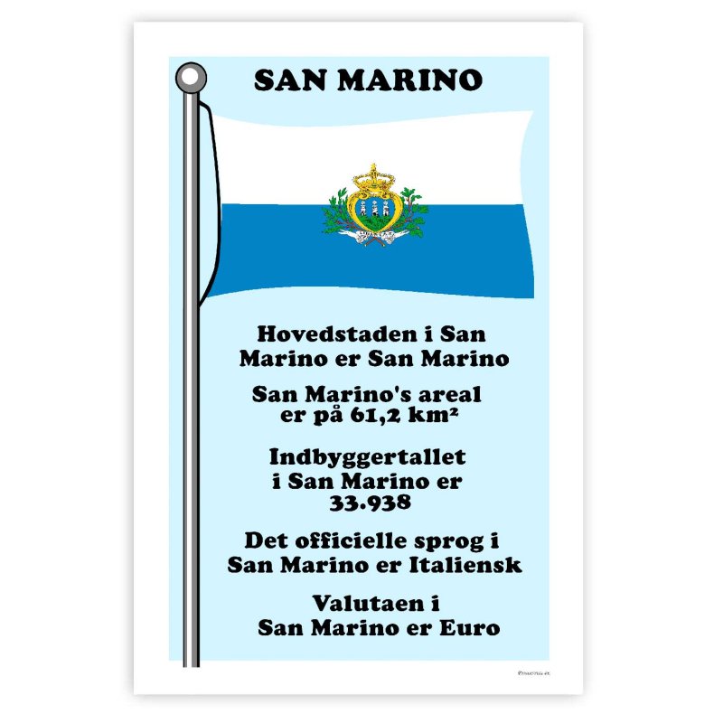 Landet San Marino - Plakat Med Flag