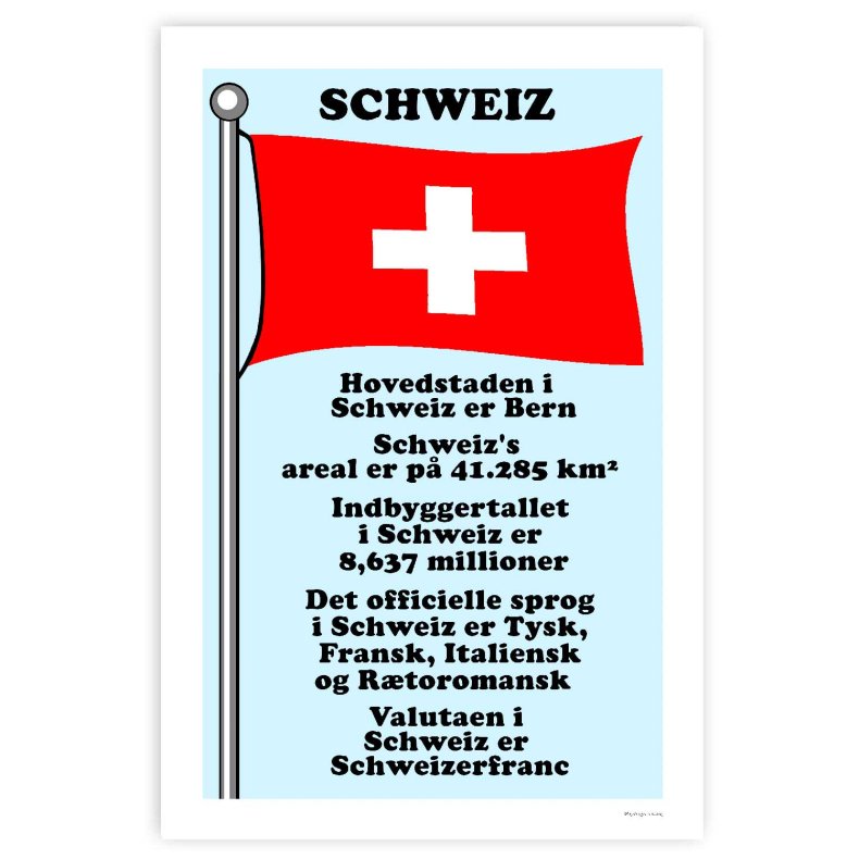 Landet Schweiz - Plakat Med Flag