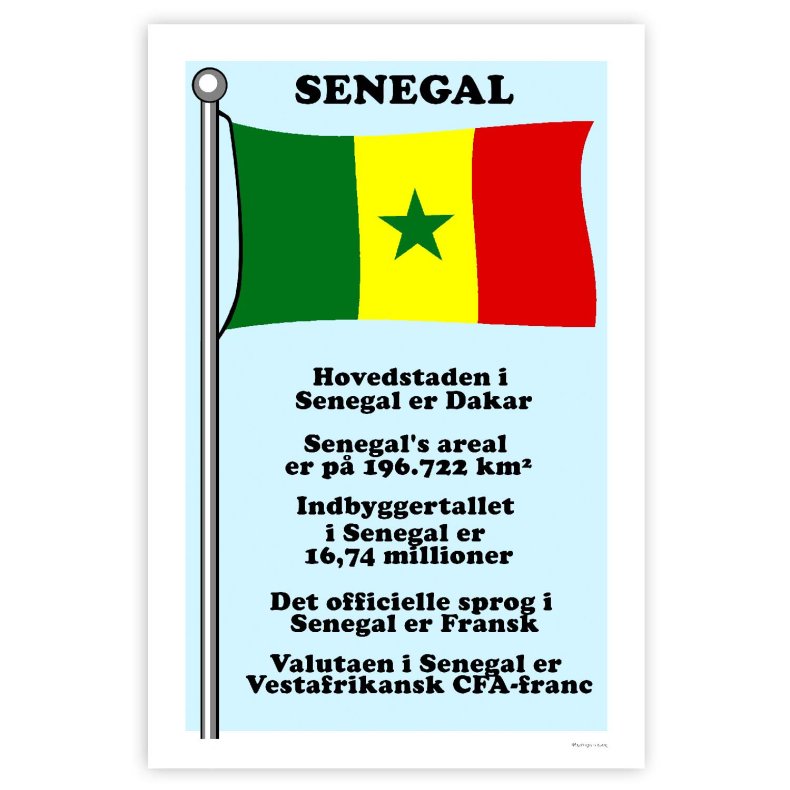 Landet Senegal - Plakat Med Flag