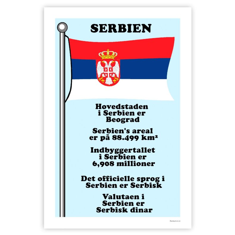 Landet Serbien - Plakat Med Flag