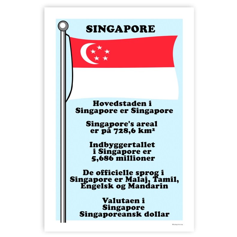 Landet Singapore - Plakat Med Flag