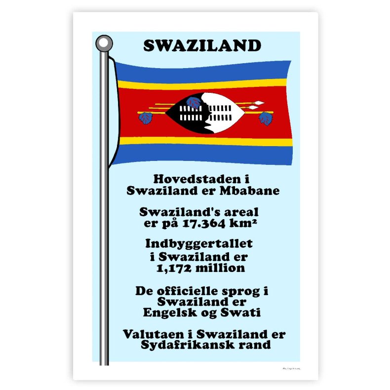 Landet Swaziland - Plakat Med Flag