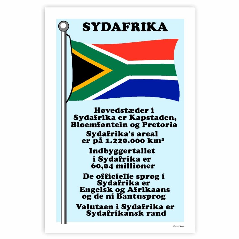 Landet Sydafrika - Plakat Med Flag