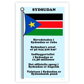 Landet Sydsudan - Plakat Med Flag