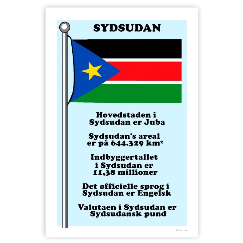 Landet Sydsudan - Plakat Med Flag