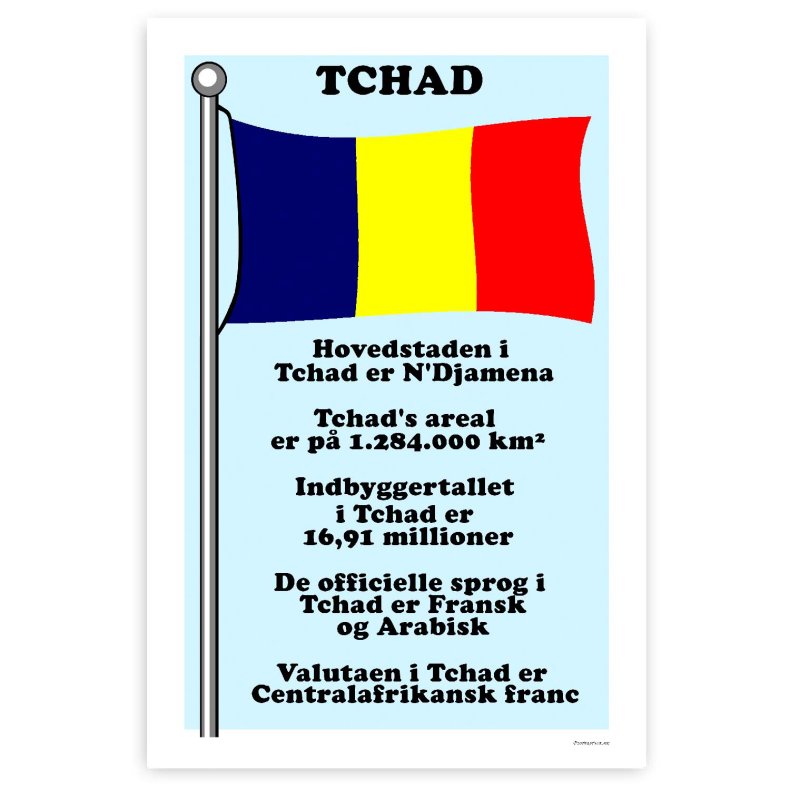 Landet Tchad - Plakat Med Flag