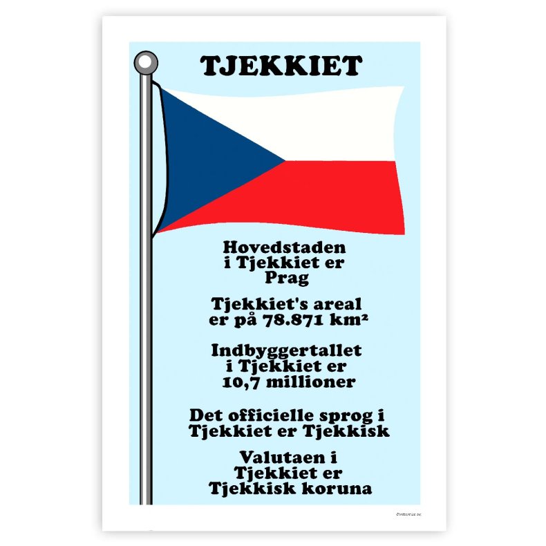 Landet Tjekkiet - Plakat Med Flag