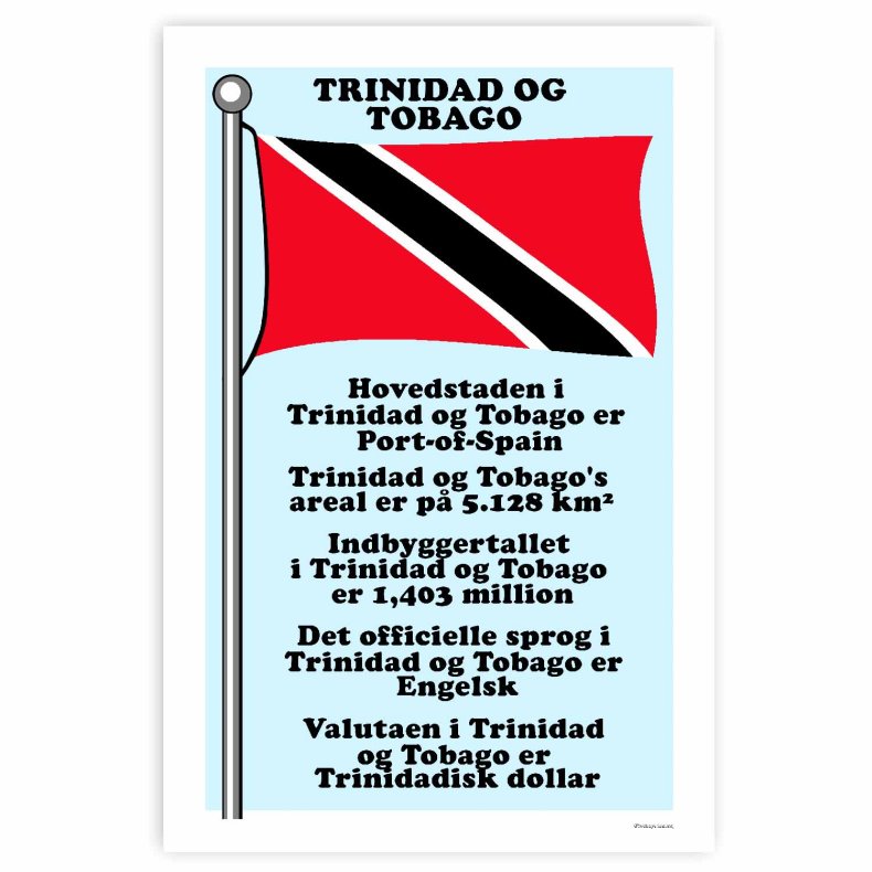 Landet Trinidad og Tobago - Plakat Med Flag