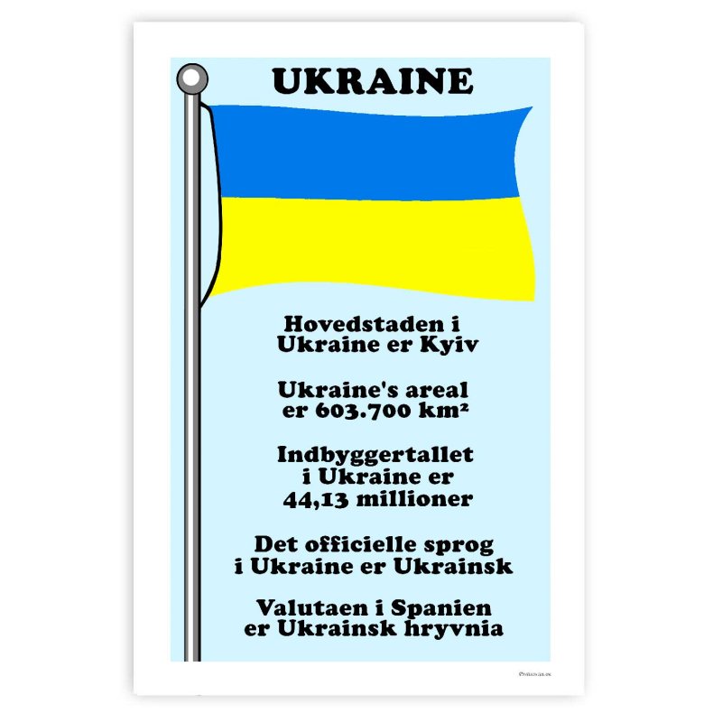 Landet Ukraine - Plakat Med Flag