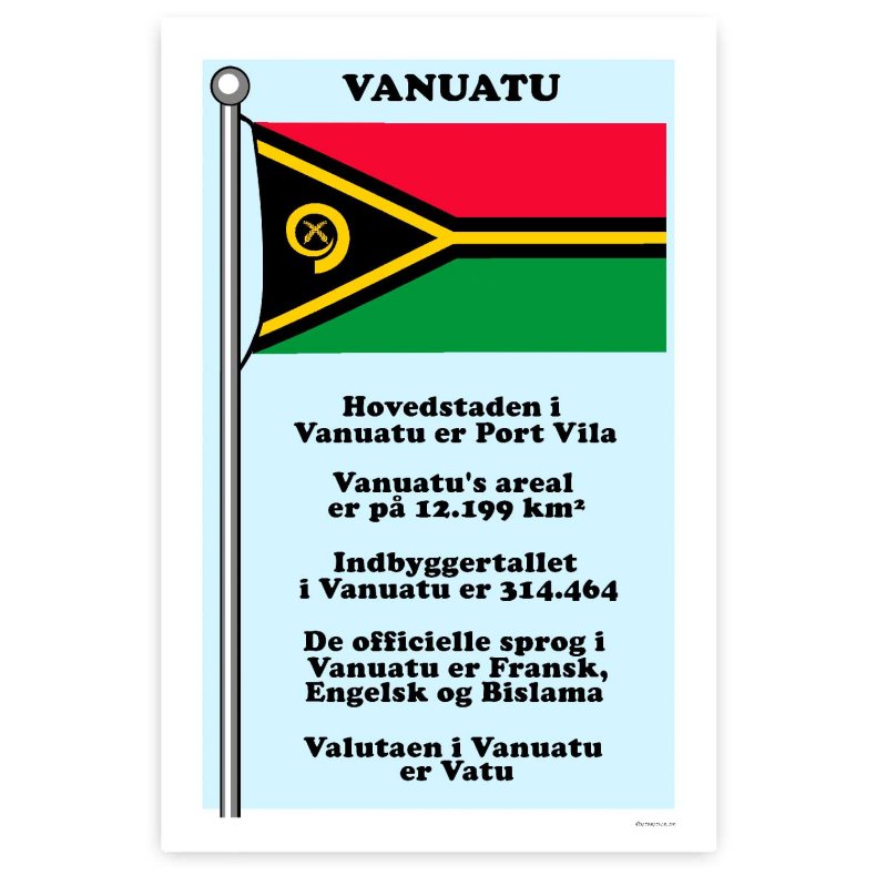 Landet Vanuatu - Plakat Med Flag