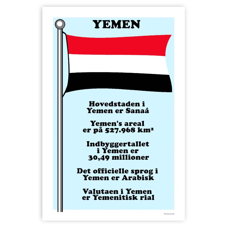 Landet Yemen - Plakat Med Flag