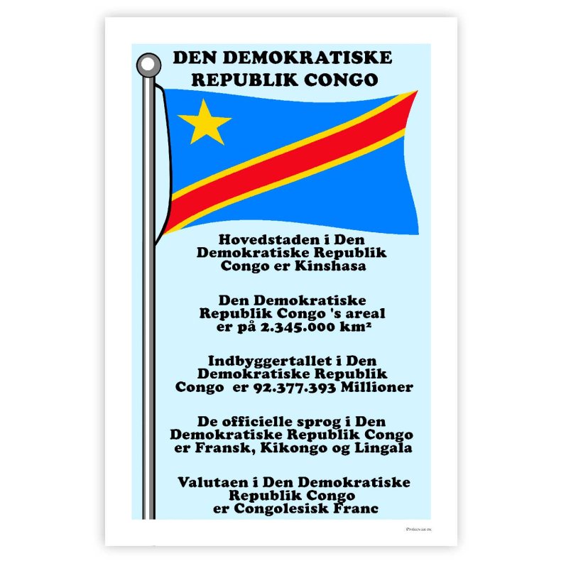 Landet Den Demokratiske Republik Congo - Plakat Med Flag