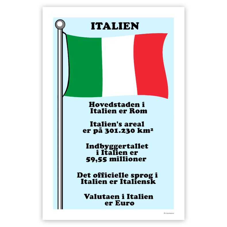 Landet Italien - Plakat Med Flag