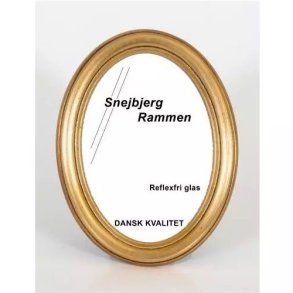 Snejbjerg Oval Guld Ramme 13x18 Cm. Refleksfrit Glas
