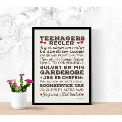 Teenagers Regler Plakater Inkl. Sort Ramme